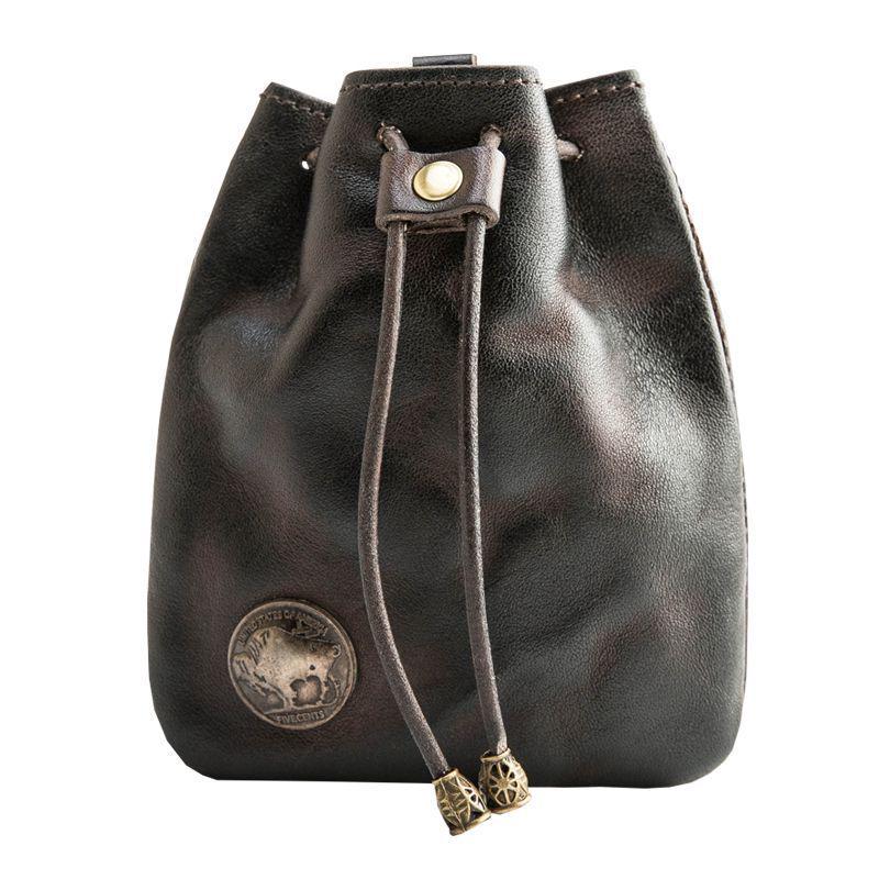 Retro Handmade PU Coin Holder: Soft Texture Multi-functional Men's Cultural Storage Bag