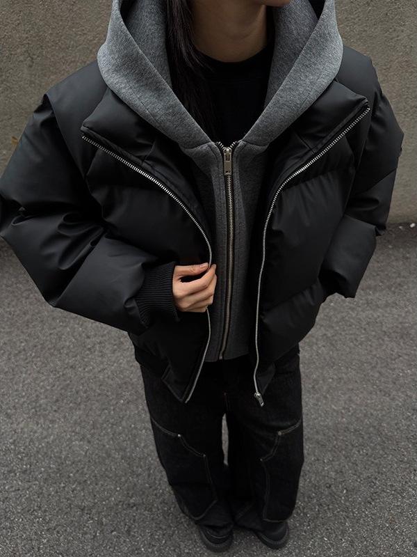 Men's American-Style Matte PU Leather Faux Two-Piece Winter Jacket - Heavyweight, Warm, Street-Style Bread Coat
