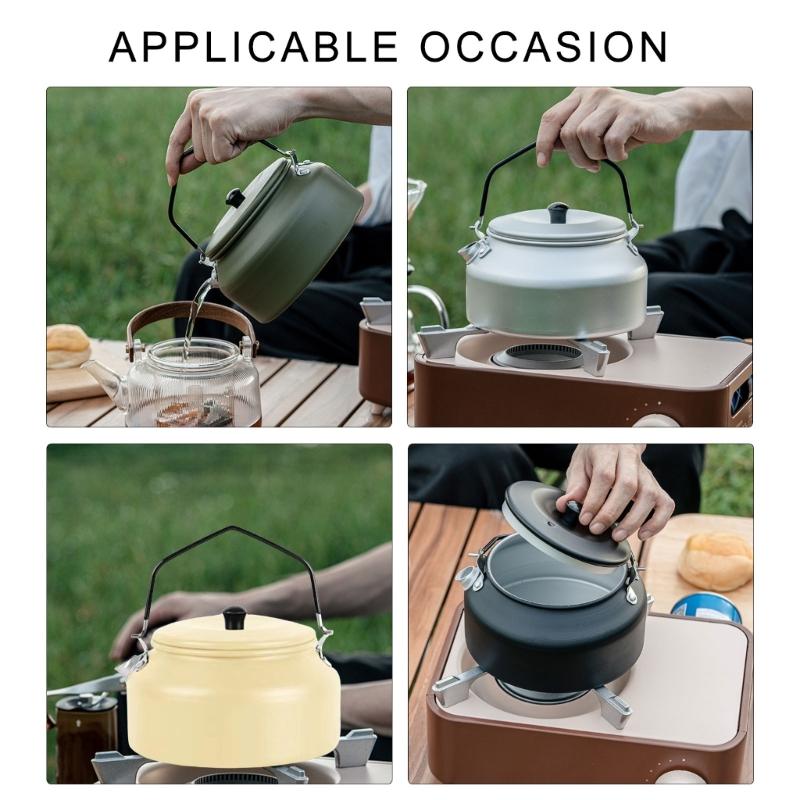 1100ml Outdoor Camping Kettle Whistling Teas Kettle Aluminum  Teapot Light Weight Portable Coffee Pots for Stovetop