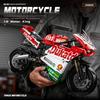 Technologie Motorrad Baustein Set, V4 Super Motorrad Modell Set, Technologie Rennen, STEM Montage Spielzeug Geschenk für Jungen und