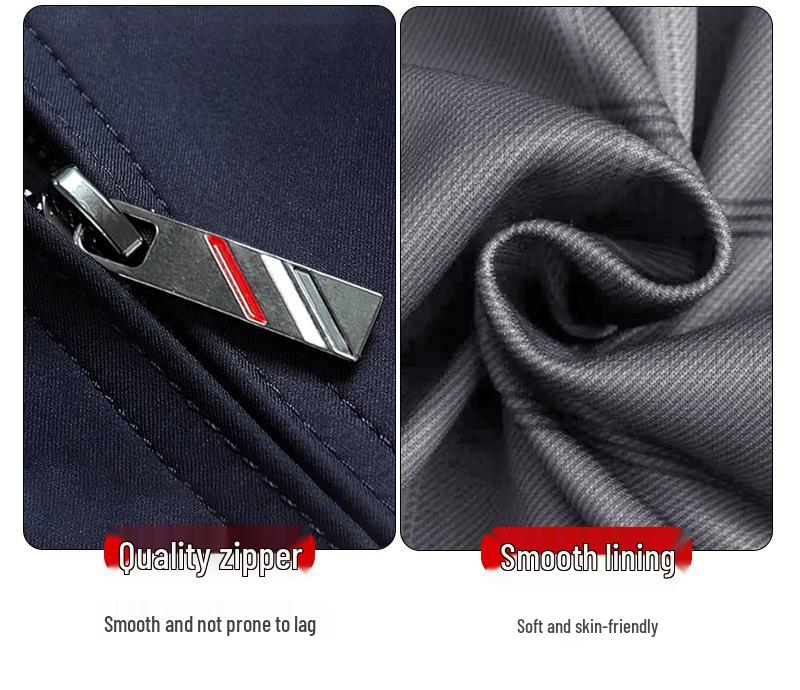 Men's High-End Windproof Jacket - Casual Spring/Autumn Coat for Middle-aged & Elderly Dads with Lapel Business Style
