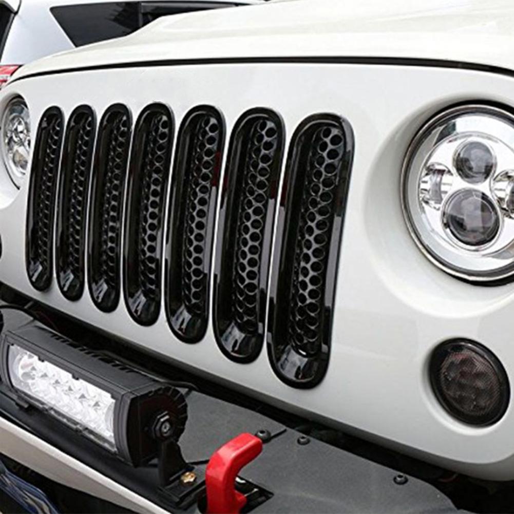 7pcs Black Car Front Bumper Mesh Grille Fits for Jeep Wrangler JK 20072017