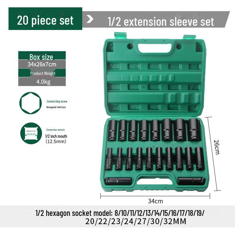 Pneumatischer Elektroschrauber: 10-teiliger schwarzer Sechskant-Steckschlüsselsatz mit verlängerter Spitze