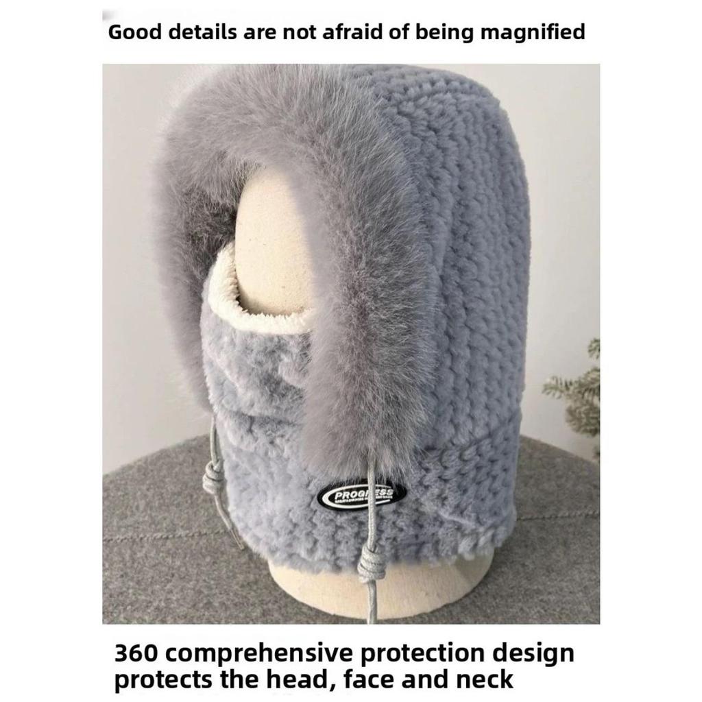 Windproof Hat for Women, Autumn and Winter Cycling, Keeping Warm and Ear Protecting. Outdoor One-piece Hood, Plush Scarf Mask