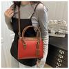 Women's Faux Leather Color Block Tote Bag Large Capacity Mother Daughter Set Shoulder Bag Fashionable Casual Handbag