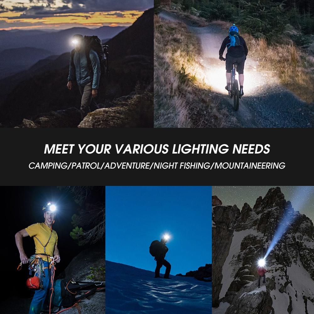 COB Headlamp 5 Modes Camping Wide Range Lamp Working Head Torch, Lightweight Portable Headlight Outdoor USB Rechargeable