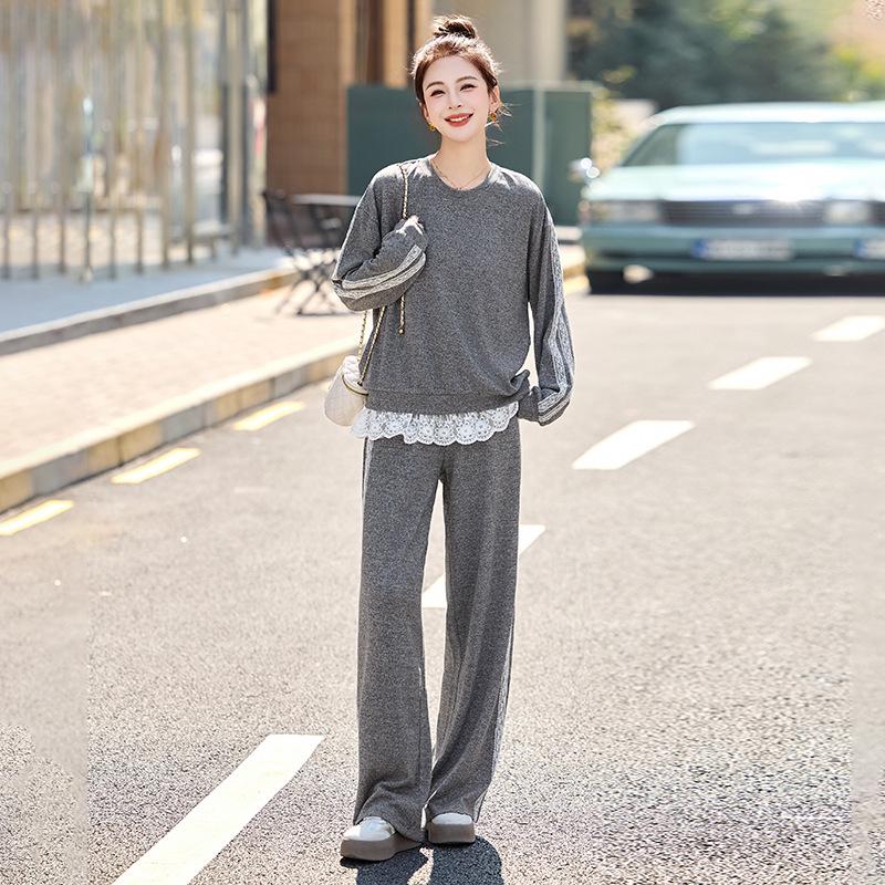 2025 Trening Casual cu Dantelă Patchwork: Set elegant din două piese pentru un look tineresc