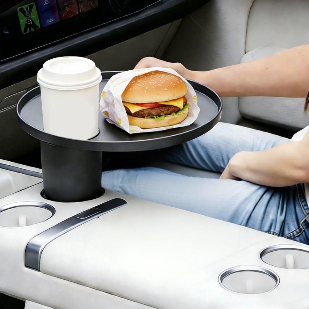 Round Car Cup Holder Tray Multifunctional Vehicle Cup Holder Side Table Car Cup Tray