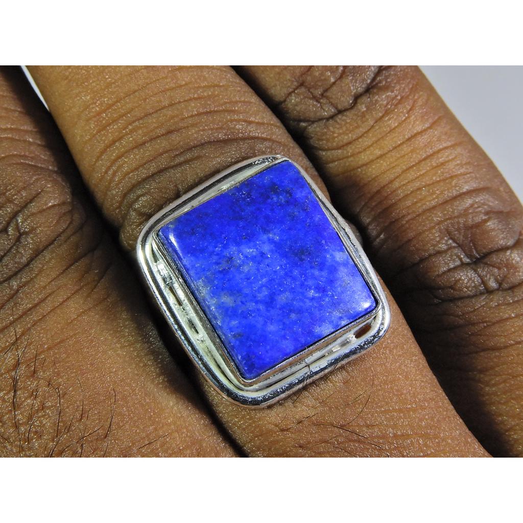 Natural Lapis Lazuli 925 Solid Sterling Silver Ring Size US-7.5 PG-52