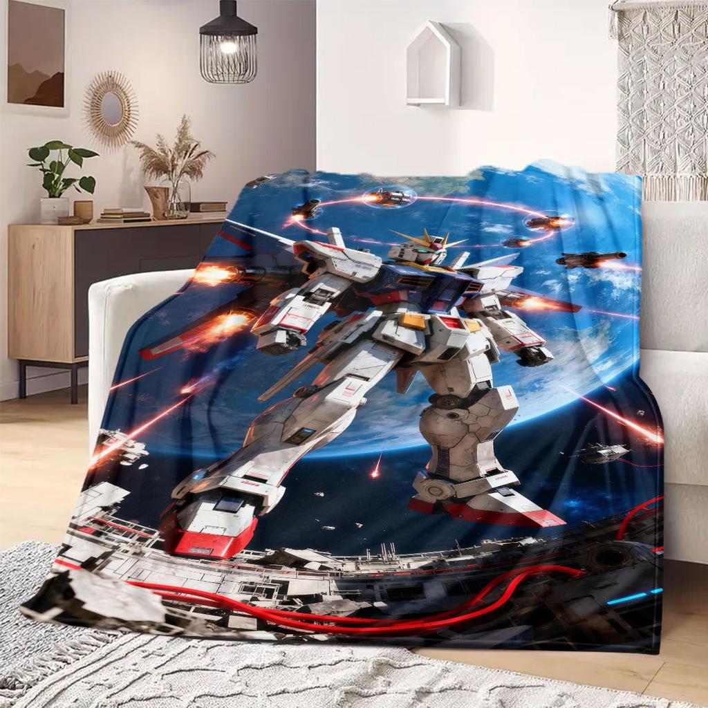 Gundam Universal Century Flannel Blanket Warm,Comfortable,Suitable for Bedrooms,Sofas,Beds,Chairs,Picnics,Travel