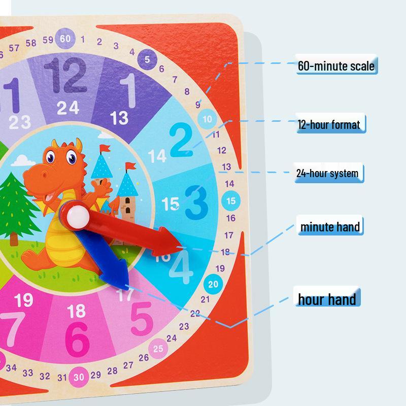 Wooden Multi-color Educational Clock for Children – Teaching Aid & Brain-Teasing Toy