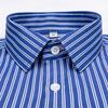 Men's Premium Non-Iron Pure Cotton Long Sleeve Formal Shirt with Spread Collar, No Pocket Plaid Striped for Business Casual Wear