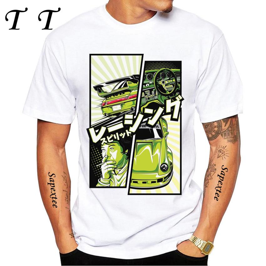 New Summer Men Short Sleeve RWB 997 Manga Style It All Starts With A Dream Car Classic T-Shirt Hip Hop Boy White Casual Tees