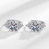 Three Stone Round Pear Cut Clear Gem Click Huggie Hoop Earrings Women Formal Ear Jewelry