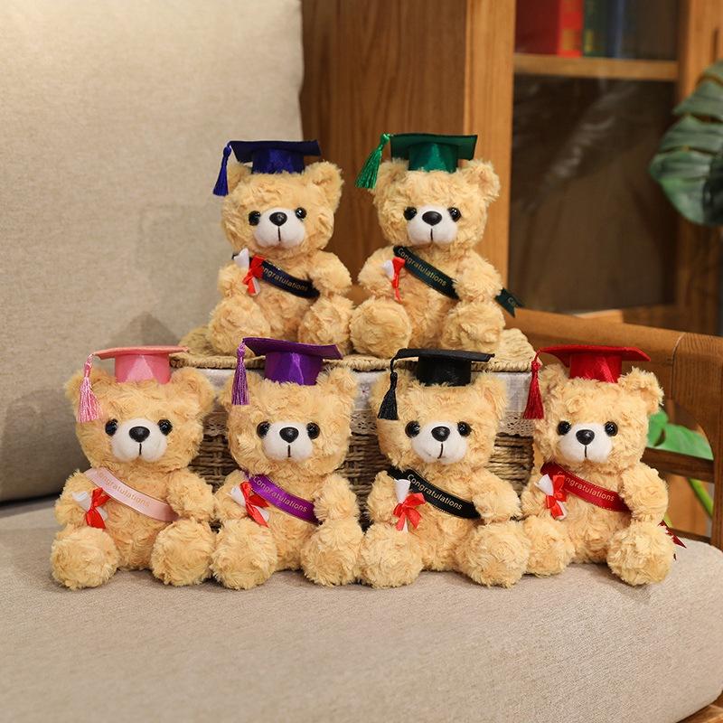 Doctor bear doll wearing doctor hat teddy bear graduation commemorative gift plush toy bear doll