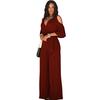 Women's V-Neck Hollow Short Sleeves Casual Long Pants Wide Leg Pants Jumpsuits