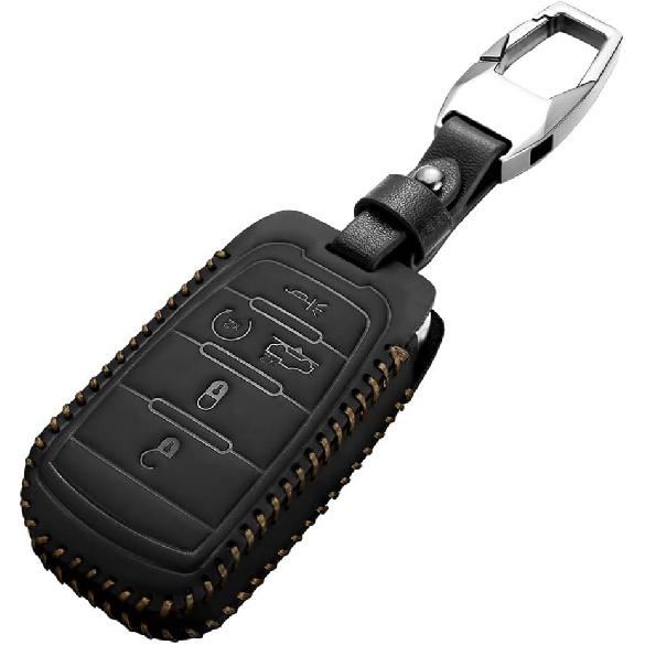 Leather Compatible with ram Key fob Cover for Dodge 2025 RAM 1500 2500 3500 Accessories 5 Buttons Keychain