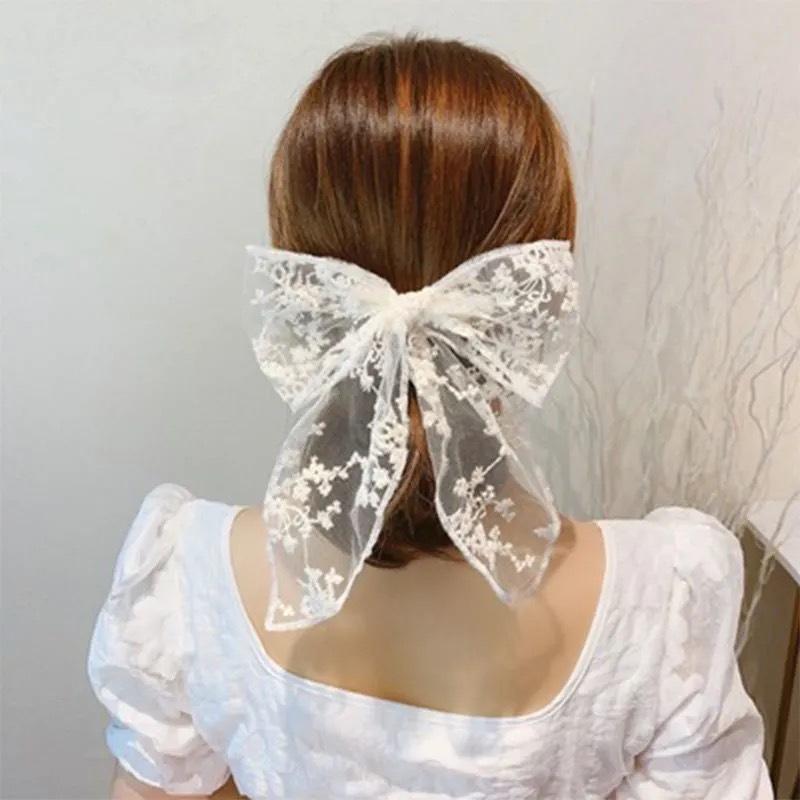 Lace Pearl Bow Bachelorette Party Hair Clips Bridal Shower Hair Hen Wedding Bridesmaid Favors Supplies Photo Props