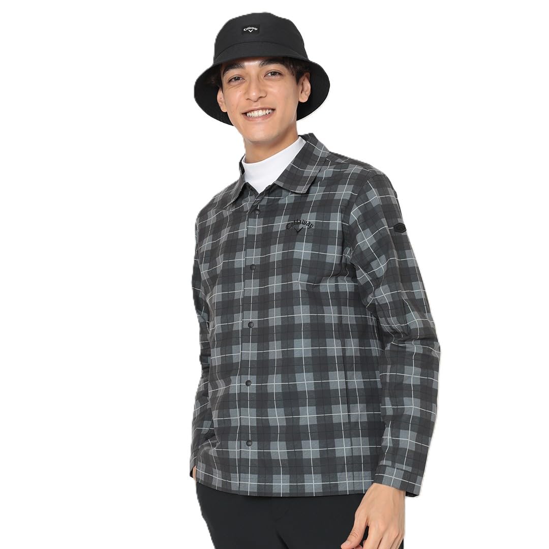 

Callaway Stretch Dot Air Check Pattern Shirt C25215102 Men s 8-Way Blouson, Black,