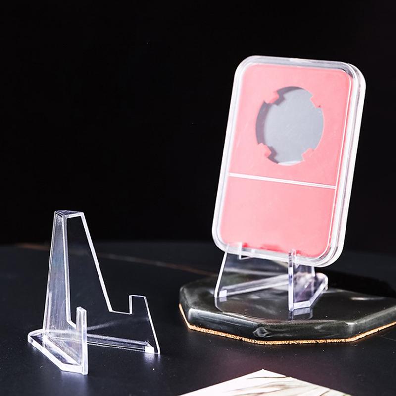 10Pcs Acrylic Stand Coin Display Easel Stand Small Shelf Collectible Game Card Holder Coin Capsule Badge Medal Holder