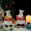 17cm Santa Chef Figurine Christmas Baker Decor Unique Resin Christmas Ornament for Home Kitchen Bakery Bar Xmas Gift Tabletop
