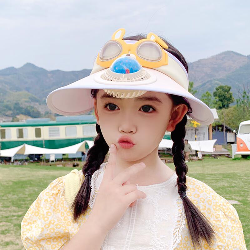 Kids Cartoon Sun Visor Hat with Fan