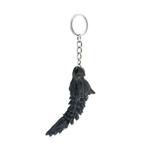 

Брелок для ключей с костяным драконом, кулон, готическая 3D подвижная фигурка дракона с металлическим брелоком, брелок с мифическим фэнтезийным драконом чёрный