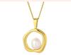Fashionable Light Luxury Pearl Pendant Necklace with Irregular Circle Design and Durable Colorfast Titanium Steel Chain