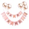 Pink Happy Birthday Birthday Garland, Gold Inscription, 16Cm