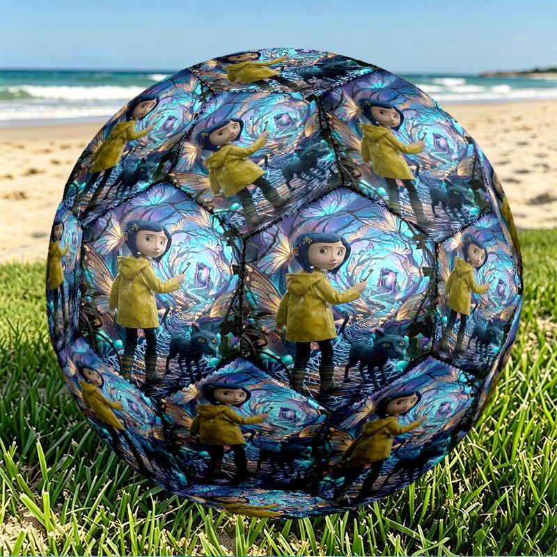 Coraline Print Size 5 Soccer Ball, PU Wear Resistant Football for Match Training and Daily Practice, Birthday Gift for Soccer Fans