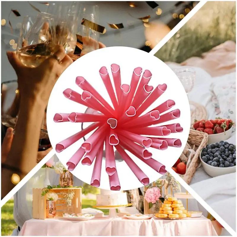 10pcs Creative Heart Pink Disposable Straw Bride Straws Tribe Supplies Hen Parti Bride To Be Bachelor Party Wedding Supplies