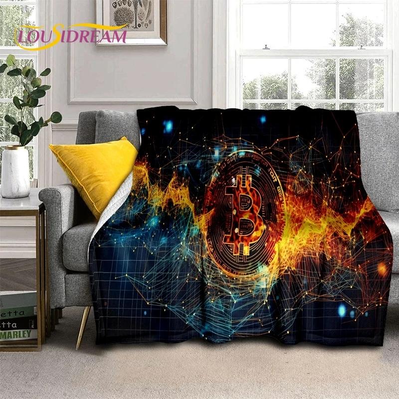 Bitcoin 3D Virtual Currency NFT Blanket,Soft Throw Blanket for Home Bedroom Bed Sofa Picnic Travel Office Cover Blanket Kid gift