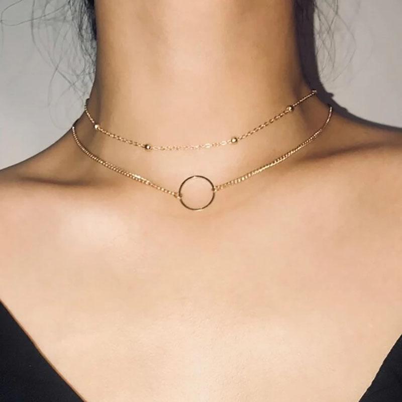 Boho Star Moon Heart Snake Sequin Pendant Necklace Ladies Multilayer Gold Metal Clavicle Necklaces Girls Jewelry