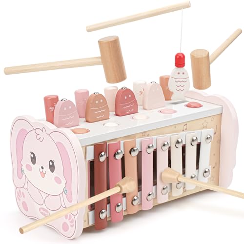 

Joyreal Montessori Educational Toy - Wooden Hammer Toy, Musical Instrument, Xylophone, Kids Toy, Baby Gift for Girls and Boys, Ages 2, 3, and 4, Birt