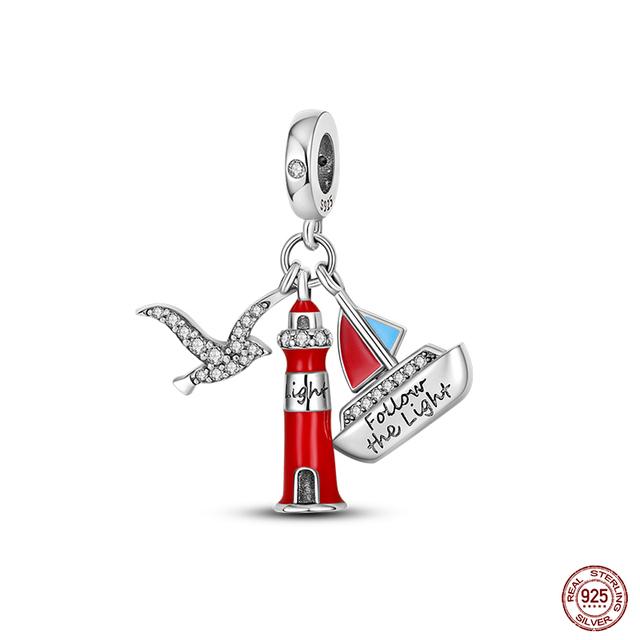 New 925 Sterling Silver Red Color Series Heart Shape Charms Beads Lucky Jewelry Gifts