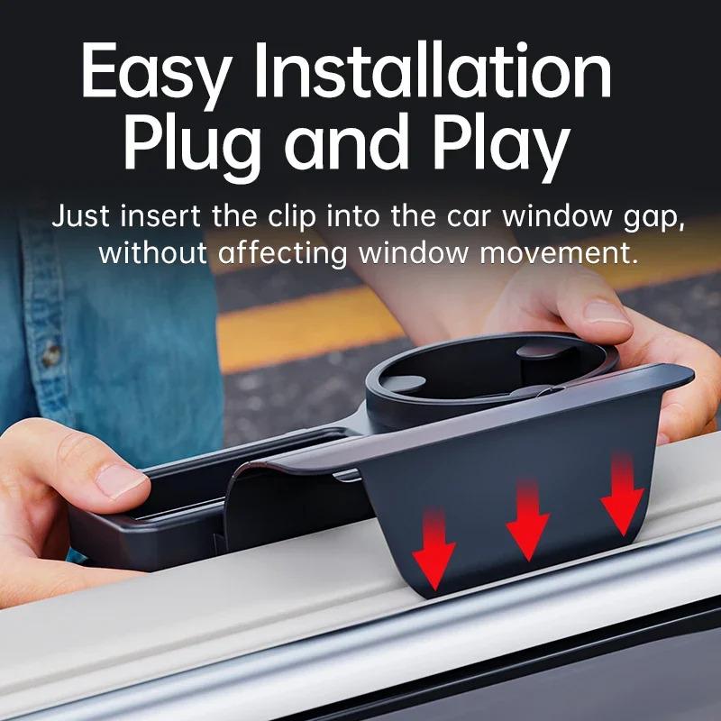 Car Side Door Cup Stand Phone Holder Mount with Hanging Storage Pocket Auto Interior Rack