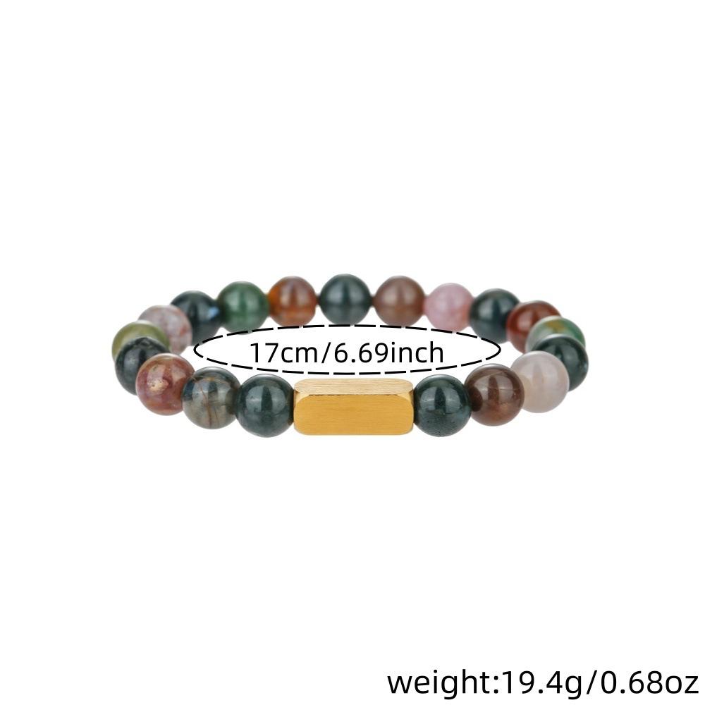 Natural Stone Beaded Bracelet Combination Versatile Stainless Steel Electroplated Square Accessories Simple Bracelet