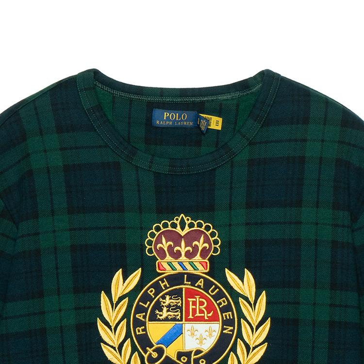 Polo Ralph Lauren Ss23 Plaid Pattern Embroidered Crew Neck Long Sleeve Sweatshirt Men Sweatshirt Green 710861761-001