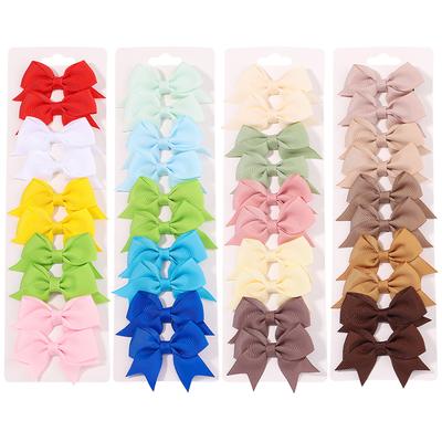 10 STÜCKE/Set 2,4 Zoll Einfarbige Haarschleifen mit Haarspangen für Mädchen Kopfschmuck Neue Handgemachte Schleifenknoten Haarspangen Niedliche Kinder Haaraccessoires