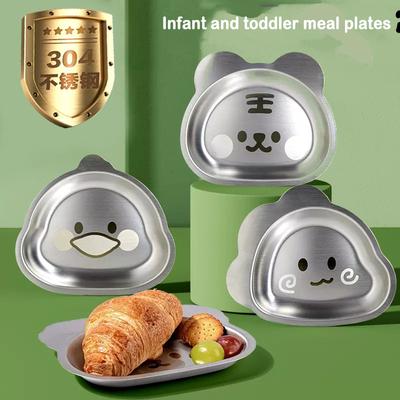 316 Children's Tableware Cartoon Dinner Plate Kindergarten School Dinner Plate 304 Stainless Steel Plate Cute Baby Food Plate