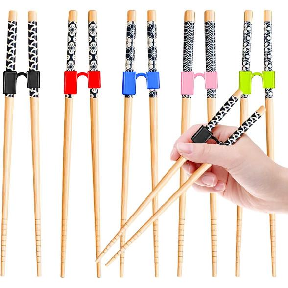 5 Pairs Kid Adult Training Chopsticks Trainers for Beginners, Japanese Wooden Beginners Training Chopsticks Helpers Set, Reble, Dishwasher Safe,