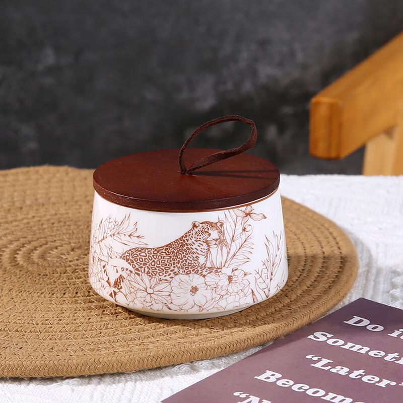 Ai Qi Yi Xuan Chinese Ceramic Condiment Jar 14 Leopard-Brown