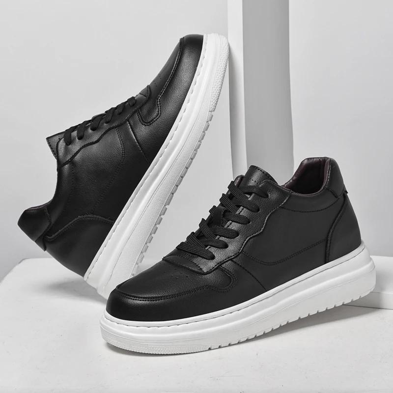 Genuine Leather Men's Shoes Luxury Brand Treking Footwear New Trend Versatile Male Sneakers Thick Bottom Outdoor Walking Shoes