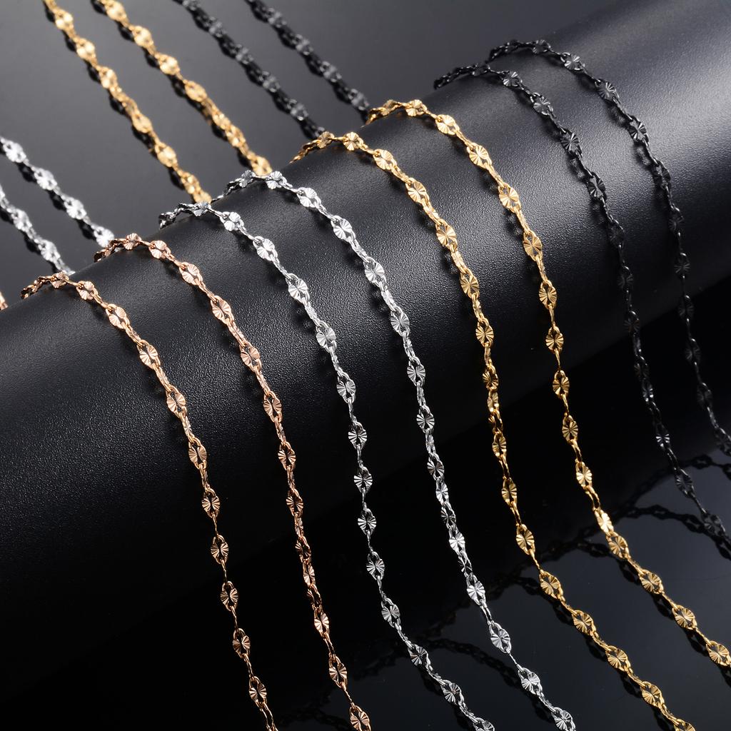Yadreva Lip Embossed Chain 2.5mm Thin Stainless Steel Necklace Handmade Link Waterproof Jewelry Accessories