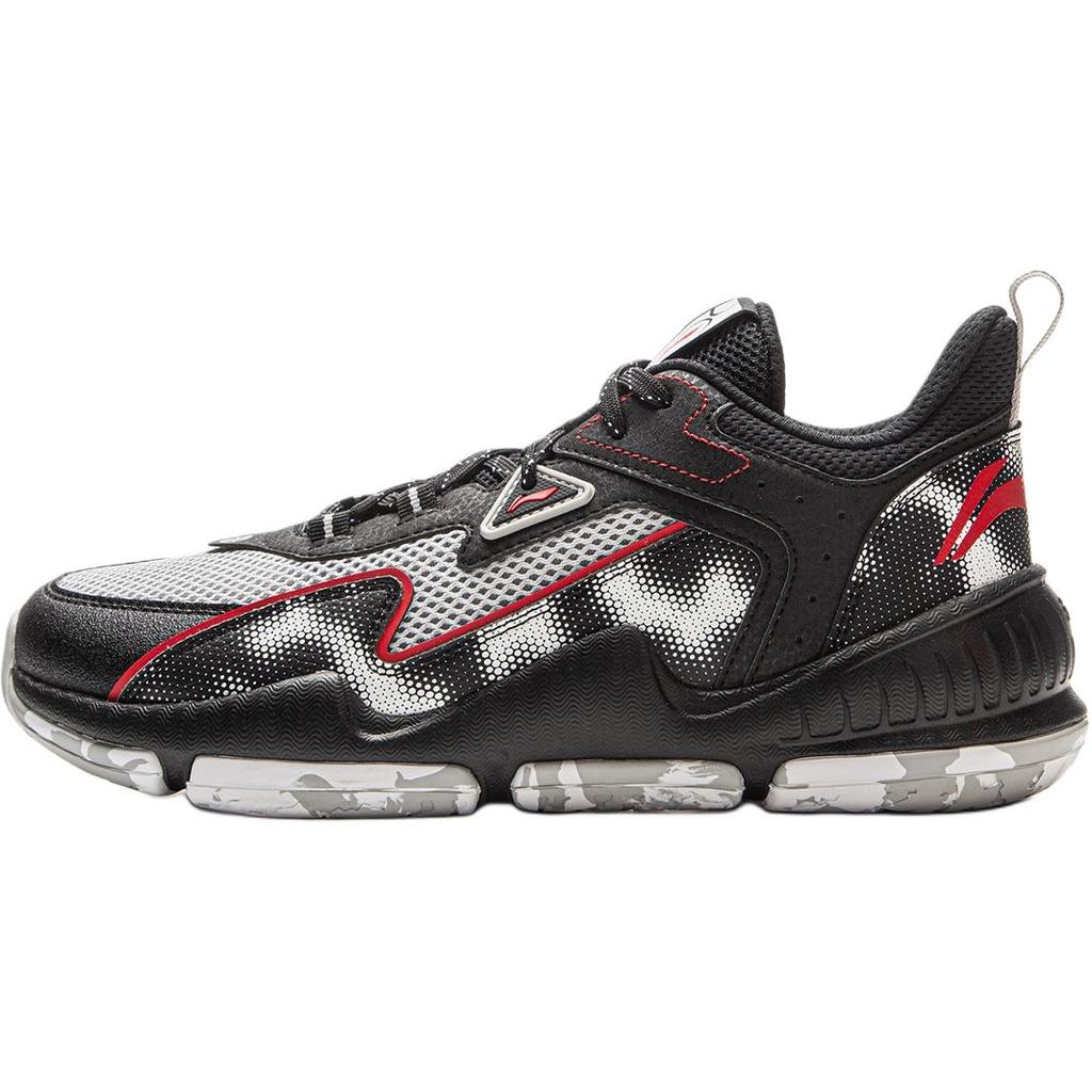 Li Ning Kids Basketball Fashion Comfortable Sports Shock Absorption Rebound Breathable Mid-Top Basketball Shoes Kids sneaker Black YKBV105-1