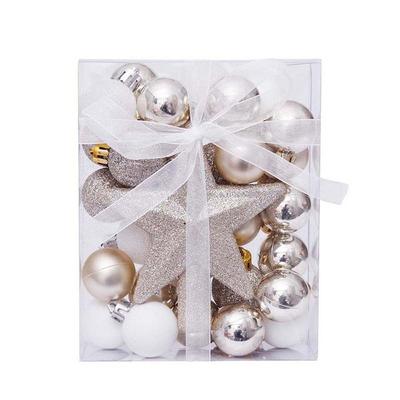 30pcs Plastic Christmas Balls Pendants Shatterproof Glitter Christmas Ornaments Special-shaped Star Xmas Tree Toppers