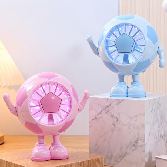 Soccer Hand Fan Football Shape Mini Handheld Fan With Led Light 1 Pc