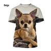 Summer Fashion Animal Dog Chihuahua 3d Printed T -Shirt Men 'S And Women 'S Casual Short -Sleeved Cute Dog Shirt Shirt