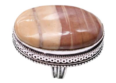 Botswana Agate Natural Gemstone Silver Plated Ring US Size-9 A 513