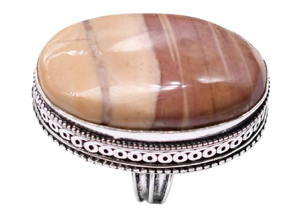 Botswana Agate Natural Gemstone Silver Plated Ring US Size-9 A 513